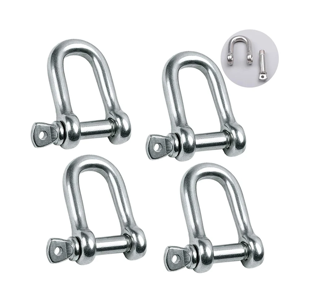 4Pcs Stainless Steel 304 D Shape Shackle 5/16\