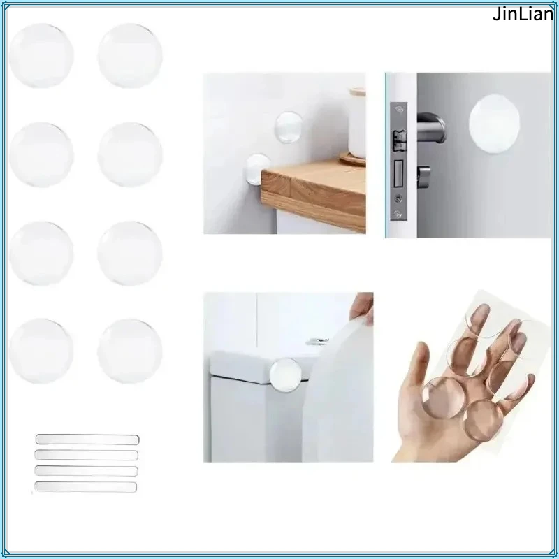 Door Knob Wall Shield Clear Soft Rubber Door Stopper Door Handle Bumper Mute Stickers Wall Protector Muffler Pad Protective Plug