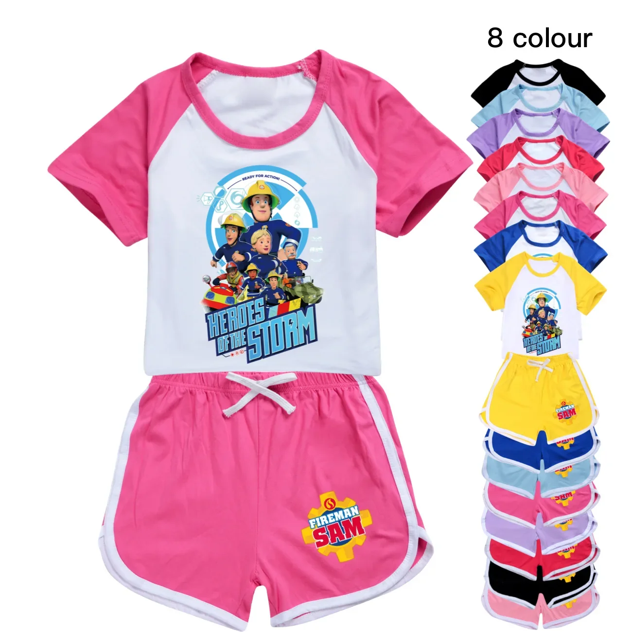 

Summer Toddler T-shirt Shorts FIREMAN SAM Sports Suit Children Boutique Clothing Baby Girls Tops Set Boys T Shirt For Kids3254