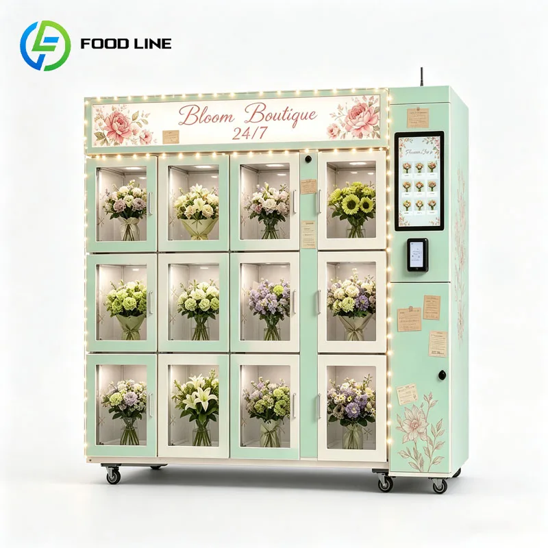 Automatic Flower Vending Machine Fresh Bouquet Dispenser Refrigerated Floral Kiosk Self Service Customized