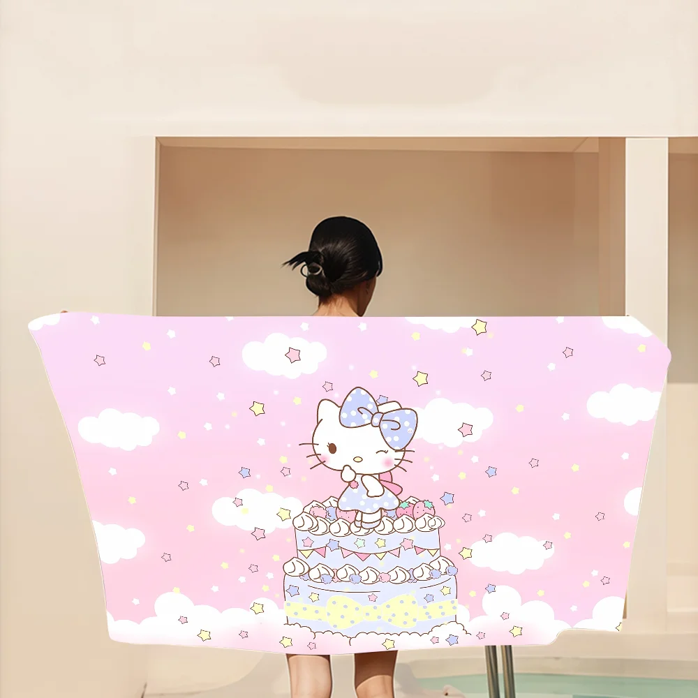 

Банное полотенце с рисунком H-Hello Kawaii K-Kittys, мягкое водопоглощающее дышащее полотенце из микрофибры для девочек и детей, декоративное пляжное полотенце с героями мультфильмов