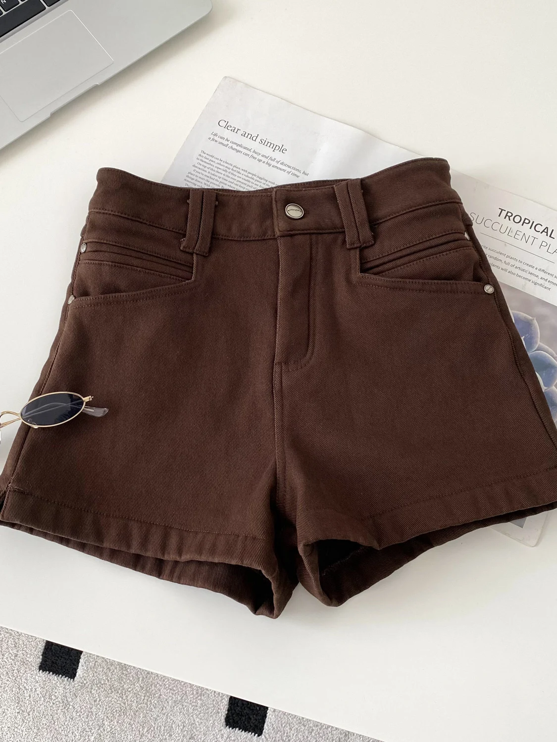 

Женские утепленные брюки с высокой талией, кофейного цвета, в корейском стиле, осенне-зимние, новые модные, для повседневной носки, широкие штанины