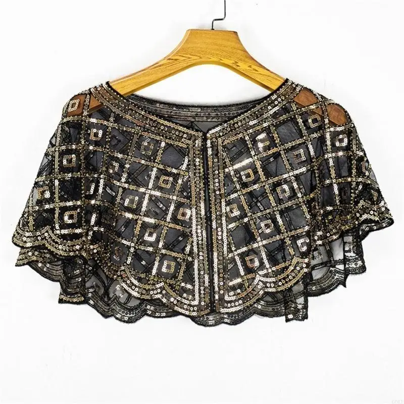 

Q0KE 1920s Glistening Shawl for Women Flapper Evening Dress Accessories for Prom Women Wrap Shrug Scarf Elegant Sequins