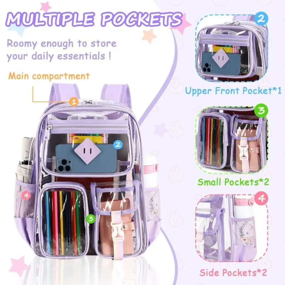 New Transparent Schoolbag Large Capacity Versatile Computer Bag Adjustable Strap Waterproof Backpack