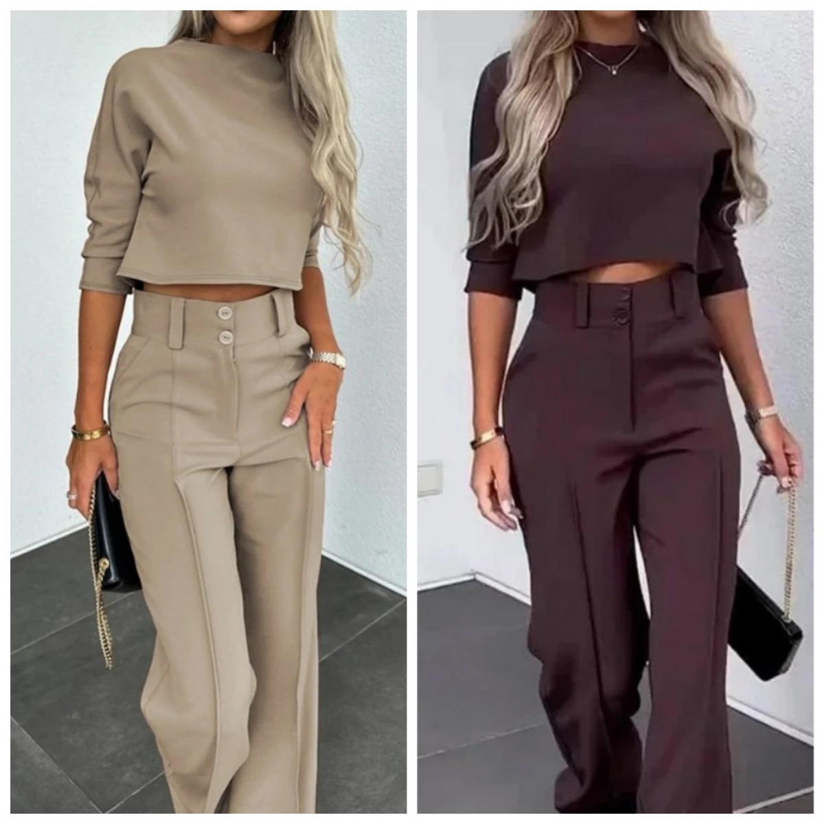 Elegant Women Top Pants Set Female Slim Blouse And Pants Two Piece Set Casual Long Pants Summer New Matching Suit