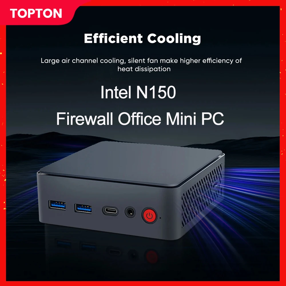 Topton Office Mini PC Intel N150 2xi226-V 2,5G LAN 2*M.2 NVMe SSD DDR5 4800MHz NUC Mini Computer Windows 11 WiFi Firewall Router