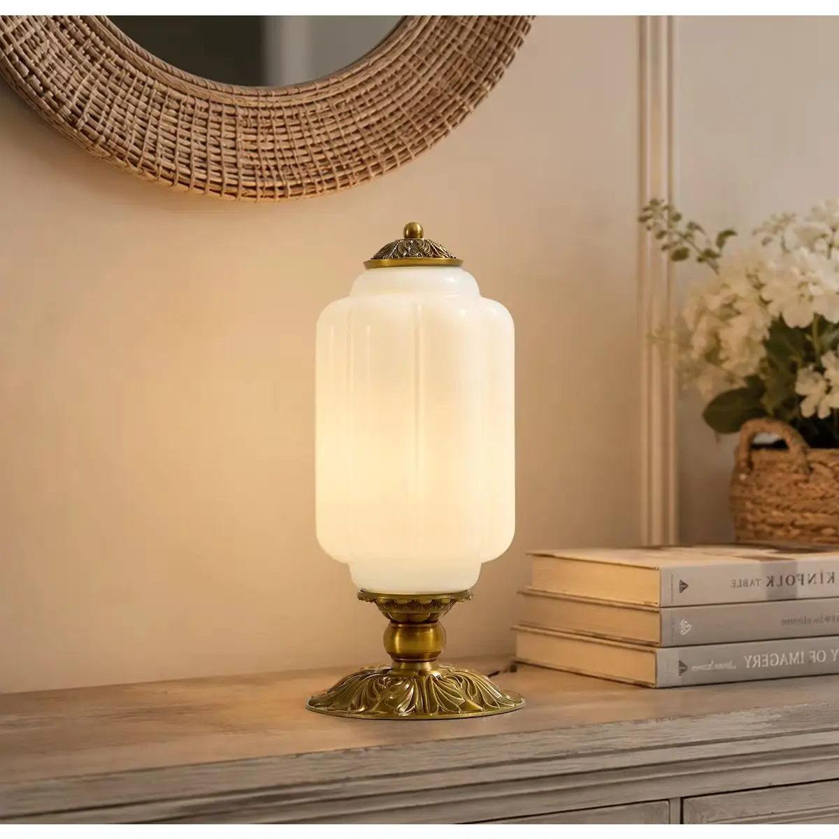 Lampe de table en verre laiteux style nordique rétro, interrupteur à bouton rotatif, métal, pour salle à manger, bureau, salon, chambre, 3000K
