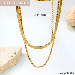 LUXUKISSKIDS Minimalist Clavicle Choker for Party Girls/Women Stainless Steel Necklace Gold-Plated Fashion Layered Chain Dancing