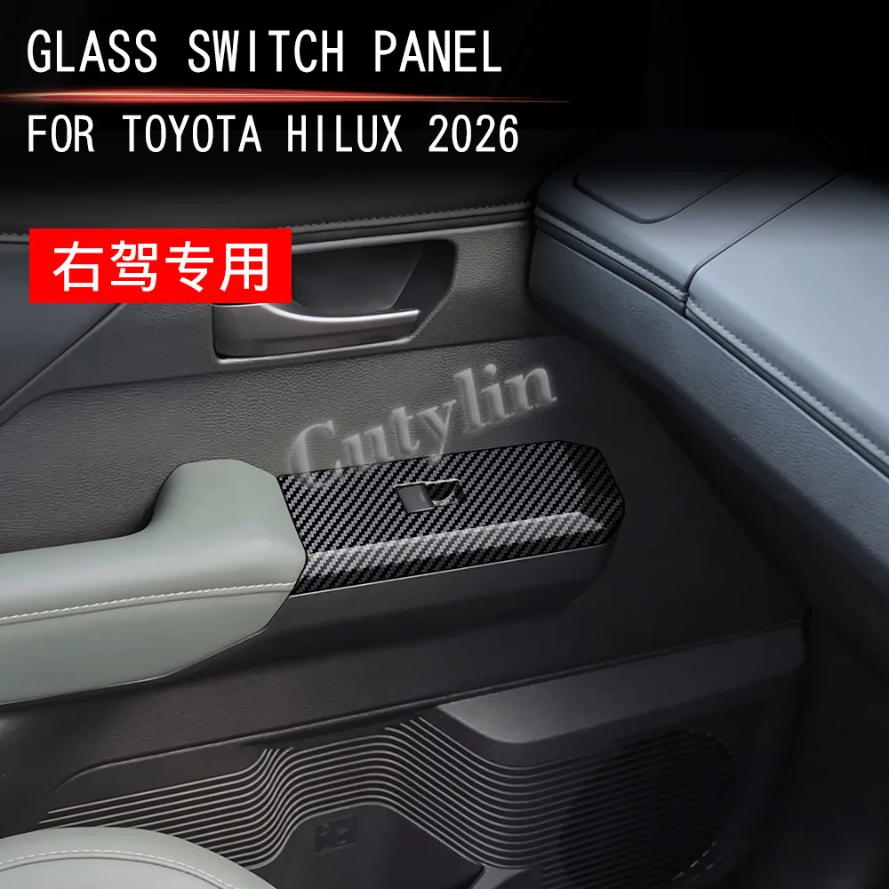 

RHD For Toyota Hilux Travo 2026 2027 ABS Carbon Fiber Window Switch Panel Cover Trim Armrest Panel Lift Button car Styling