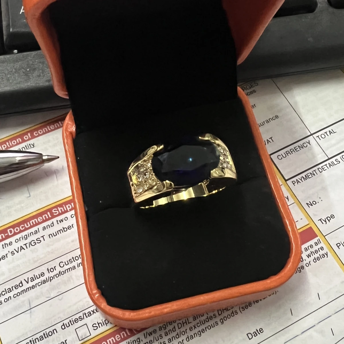 10K Yellow Gold Valuable Male Lab Sapphire Ring Engagement Wedding Band Rings for Men Party Jewelry Gift
