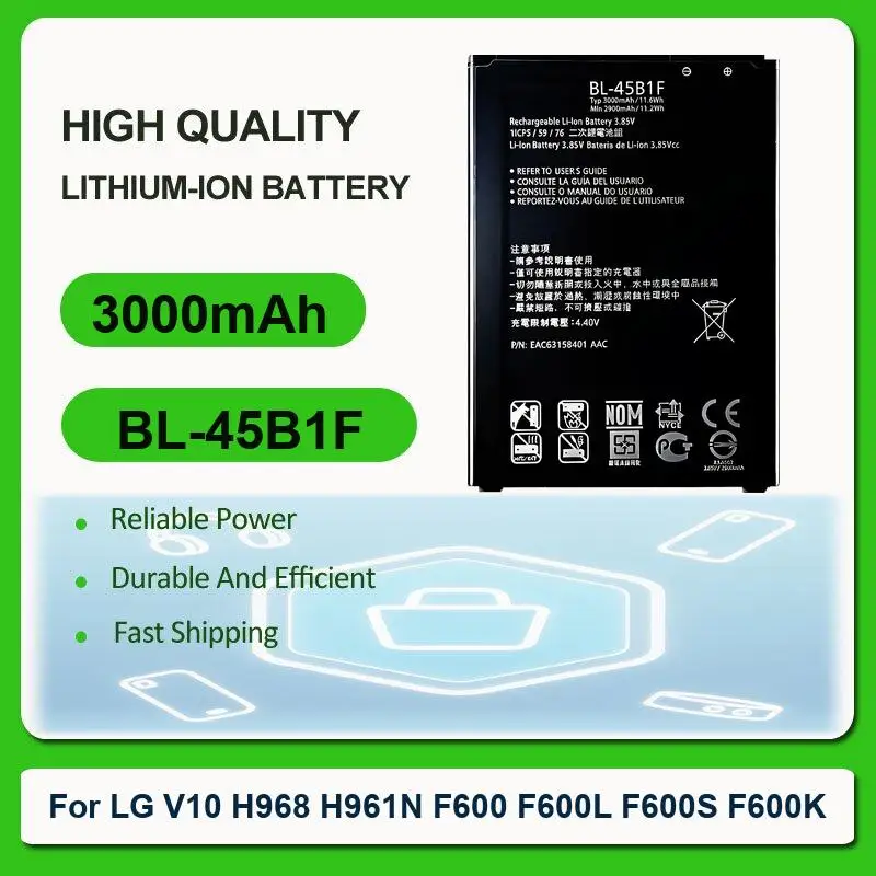 Battery For LG V10 H968 H961N F600 F600L F600S F600K G6 G600 H872 VS988 LS993 US997 X Cam K580 K580Y F690 K580DS V20 H990 F800