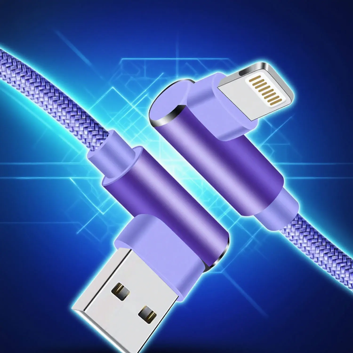 ANSEIP USB Cable For iPhone 14 13 12 Pro Max Plus Mini 11 X 8 90 Degree USB Fast Charging Data Cable For iPad Mini Air Wire Cord