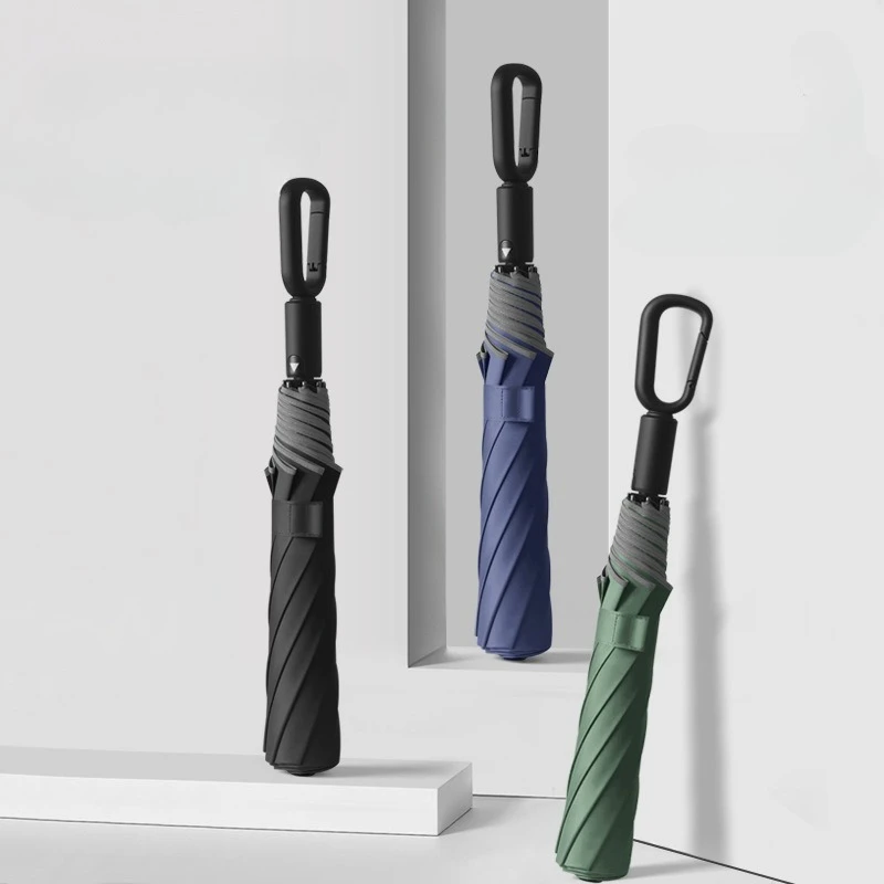 Two-fold Ring Buckle Hook Umbrella Holder Automatic Umbrella Large Quantity of Men's Folding Sunshade and All-weather Umbrellas