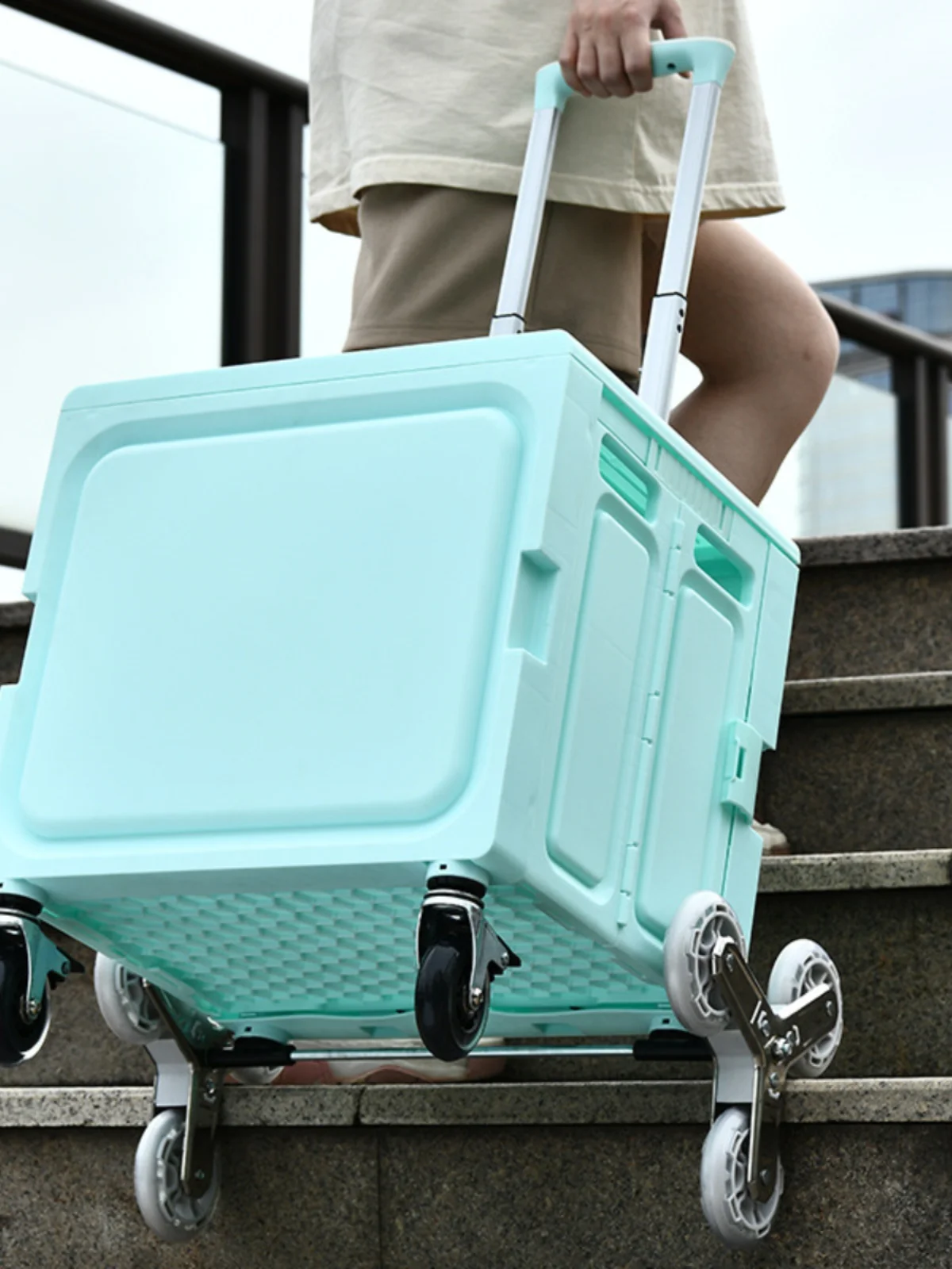 carrello-pieghevole-in-plastica-rinforzato-con-ruote-per-acquisti-all'aperto-campeggio-e-trasporto-verdure