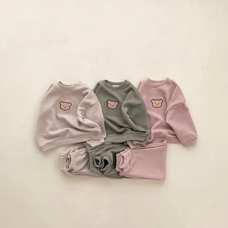 

2PCS Set Newborn Baby Boy Girl Clothes 0-3Years Infant Kids Long Sleeve Bear Sweatshirt Tops+Long Pant Outfits Autumn Tracksuit