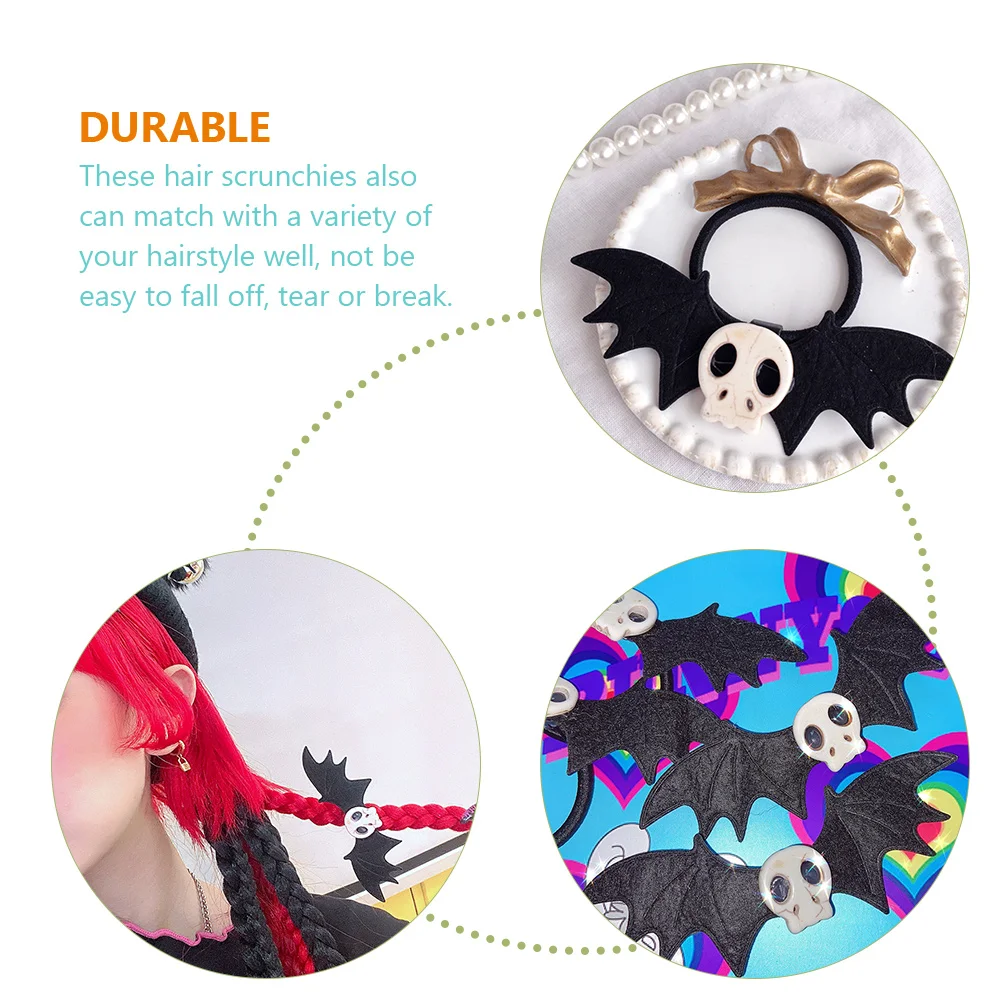 

4pcs Bat Scrunchies For Girls Halloween Hair Ties Elastic Soft Durable Hair Bands Stylish Gift Women Party Costume