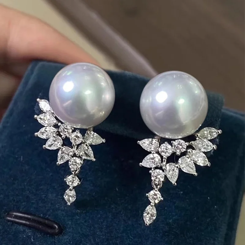 CAOSHI Elegant Imitation Pearl Women Drop Earrings Silver Color Brilliant Cubic Zirconia Wedding Accessories Party Chic Jewelry