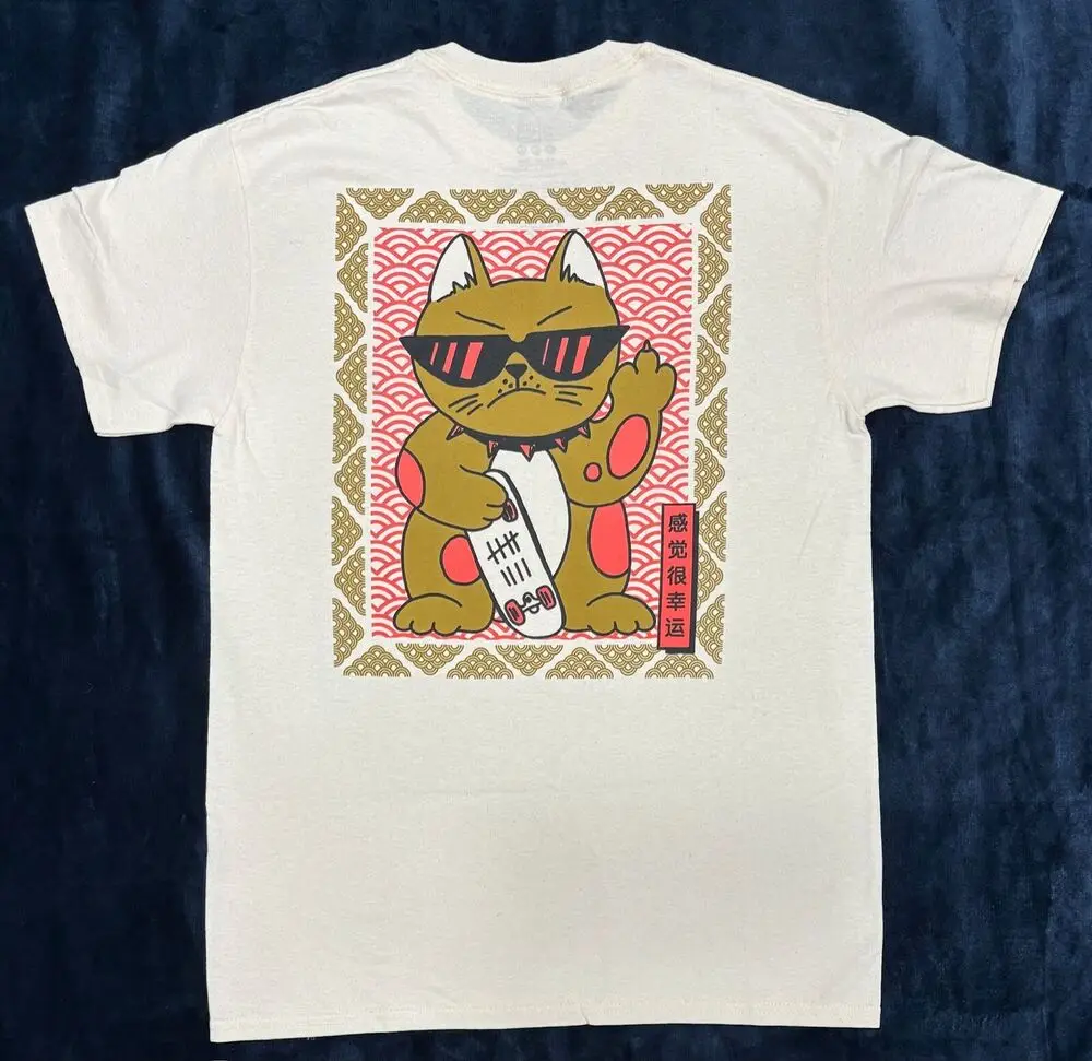 Zumiez A-LAB Feeling Lucky Cat Tees Cotton Luxury brand vintage oversized