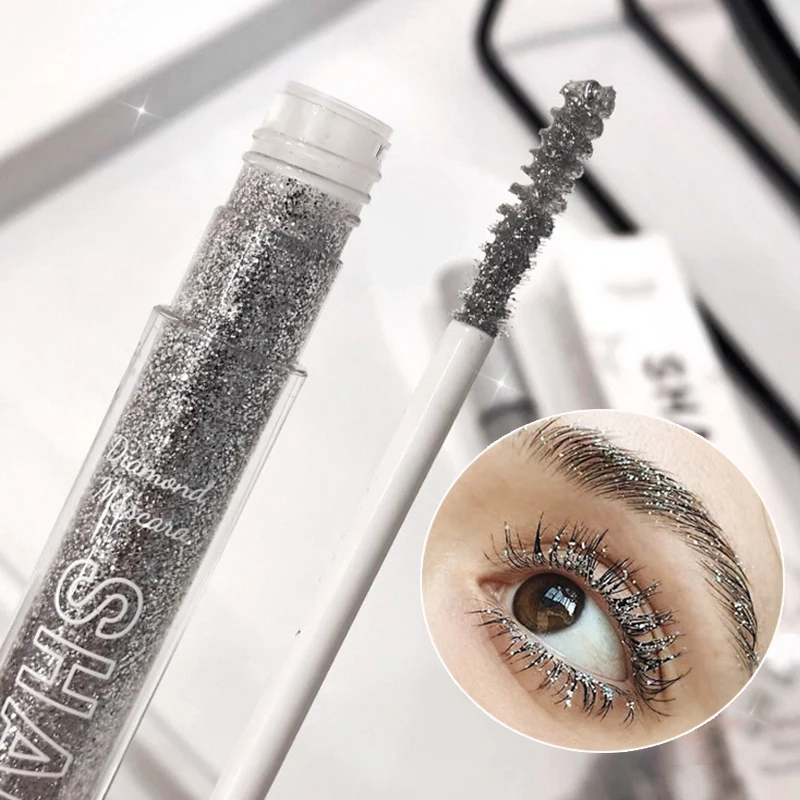 Diamond Sequins Mascara Shining Sweatproof Glitter Quick Dry Lasting Curling Thick Shimmer Eyelashes Extension Mascara Makeup
