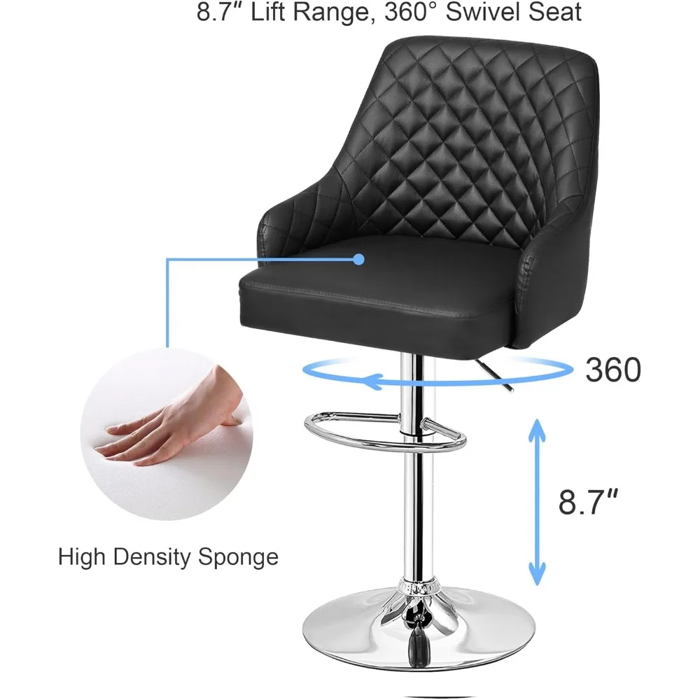 Taburetes de Bar ajustables, Juego de 2 taburetes de altura de Bar para mostrador de cocina