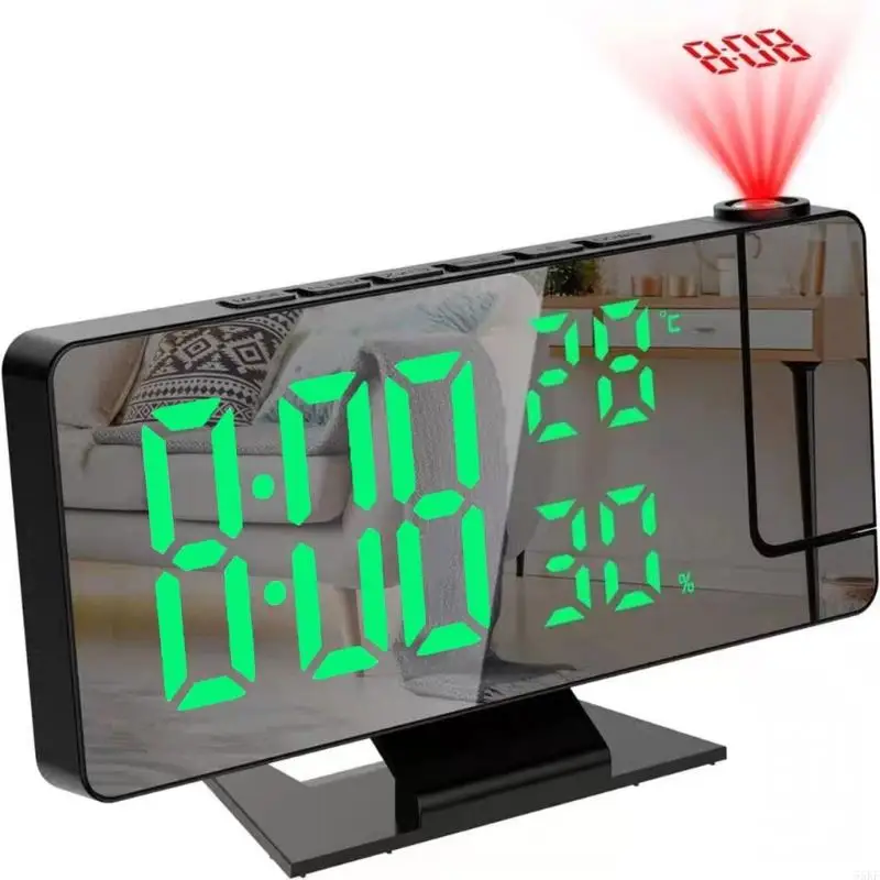 Digital Alarm Clock with Time Projection and Top-Mounted Controls 55KF