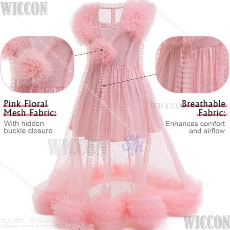 Vestido sin mangas de encaje transparente peludo con flores Kawaii para niños, bonito chaleco de Lolita, Cosplay de película de Halloween Wickeddd Comic Con Cos