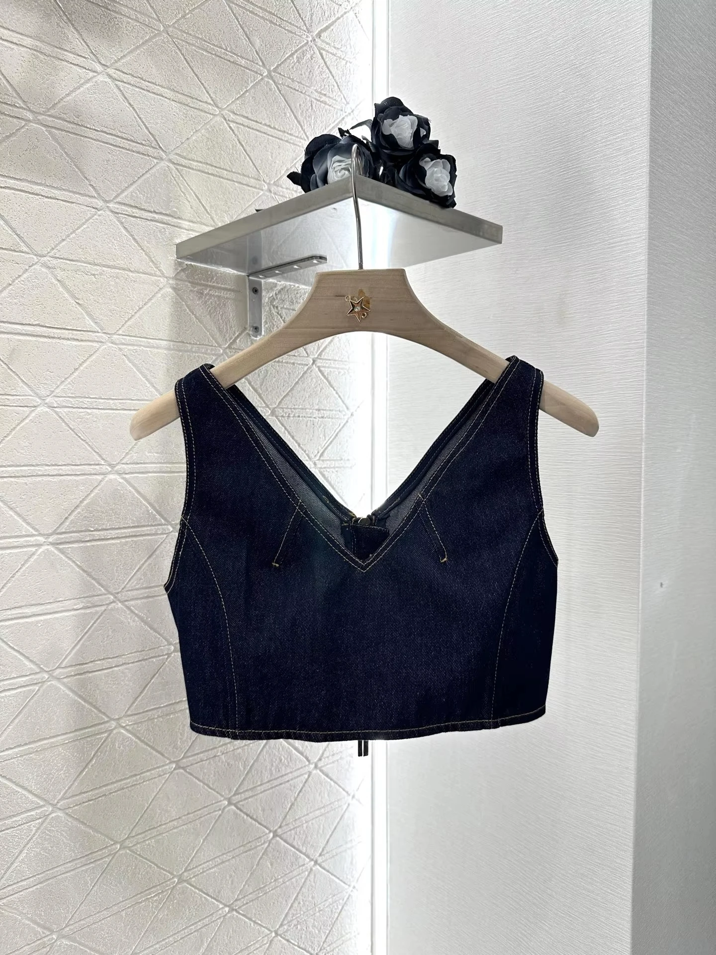

Designer Brand 2025 Spring/Summer New Twill Cotton Denim Tank Top and Corset