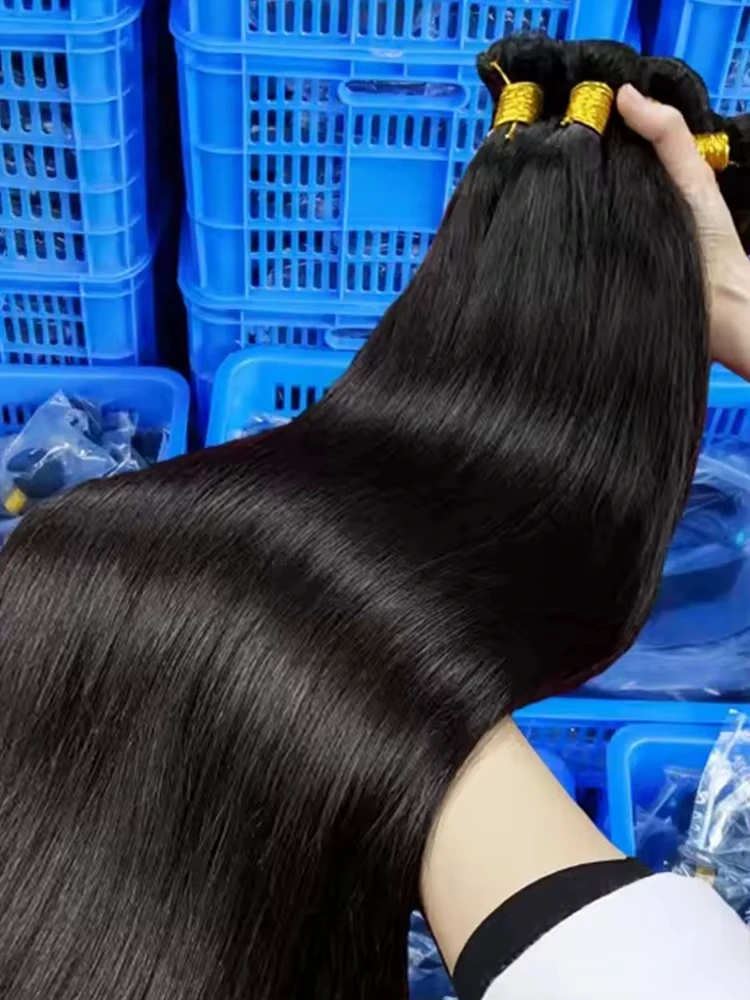 

28, 30-дюймовый необработанный 100% настоящий прямой пучок человеческих волос 3/4 пучка бразильских длинных необработанных волос Remy для женщин