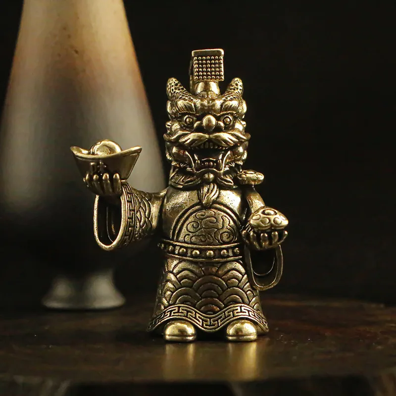 Brass Zodiac Ornament, East Sea Dragon King, for attracting wealth, office desk decoration, and tea ceremony