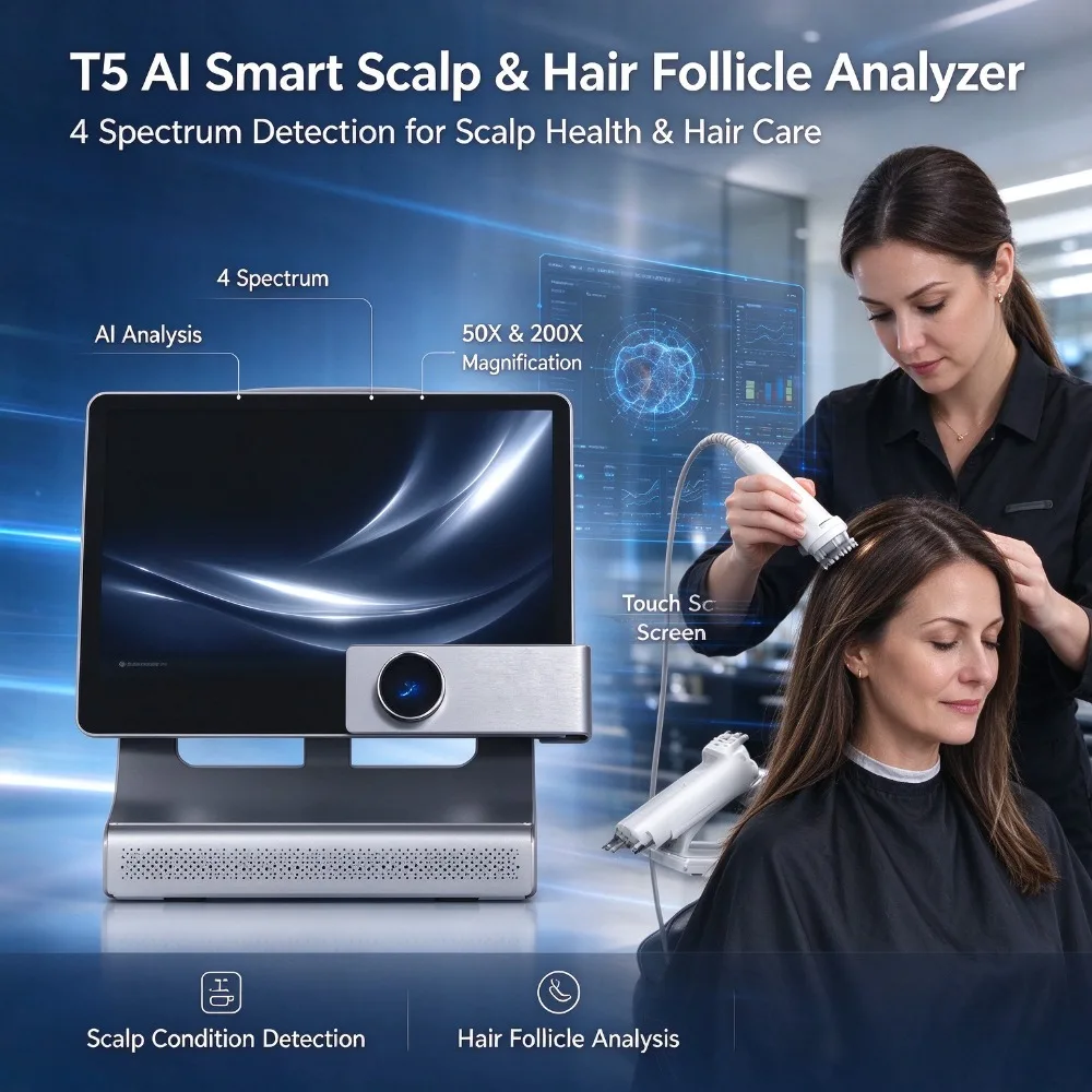 Salon Use T5 Scalp Detector, Multi-spectrum Hair Skin Analyzer for Hair Care Center & Trichology Clinic