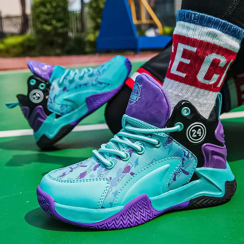 Kids High Top Basketball Shoes Boys Fleece Lined Warm Sneakers for Running Training Big Kids Sports Footwear