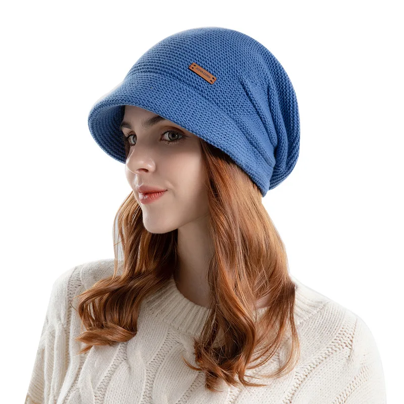 Plush Pile Up Hat for Women\'s Outdoor Warmth Cover Hat with Wide Brim Small Face and Ear Protection Fashionable Postpartum Hat