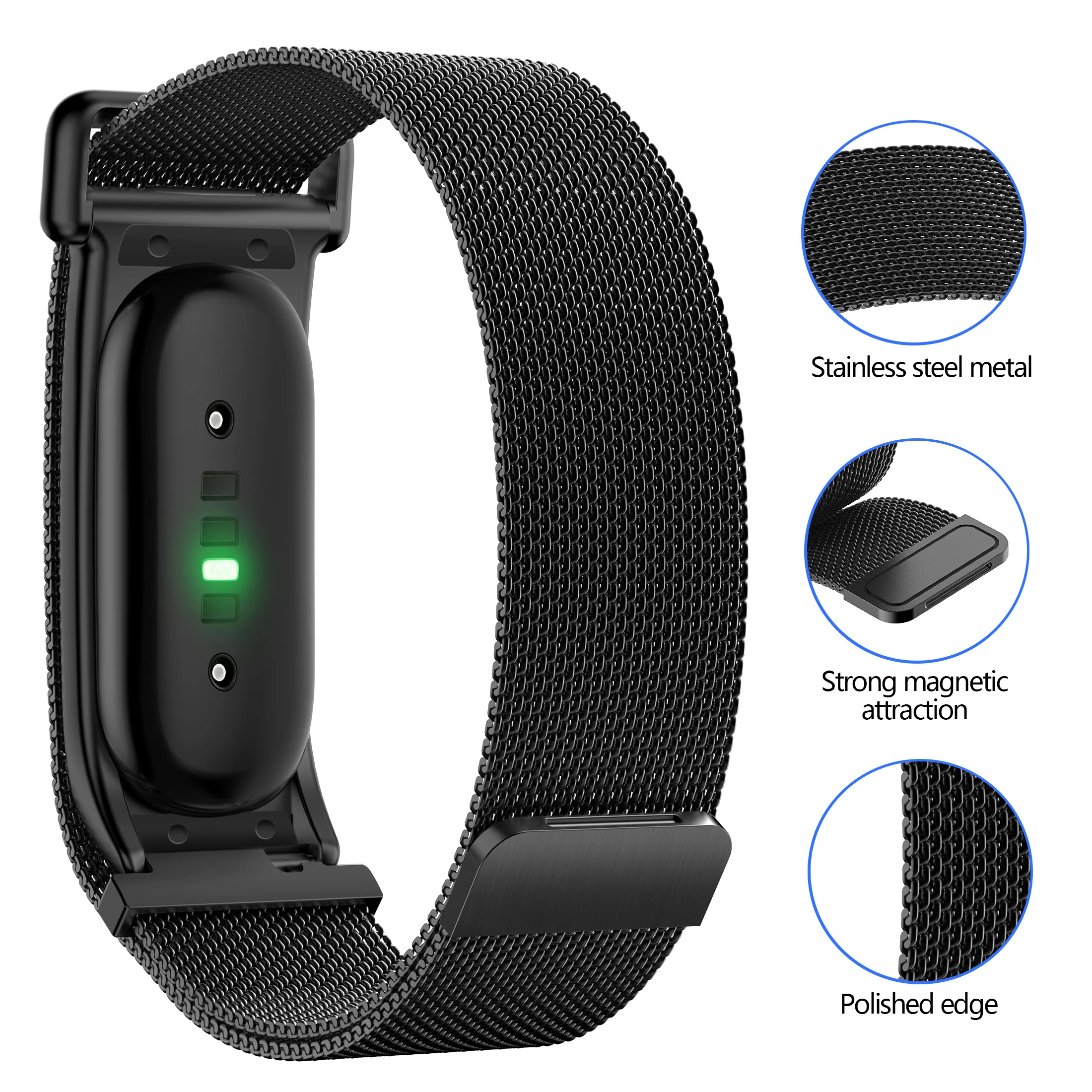 For Fitbit Air Band Milanese Loop Magnetic Stainless Steel Strap Replacement Wristband Women Men Black Silver Gold Rose Gold