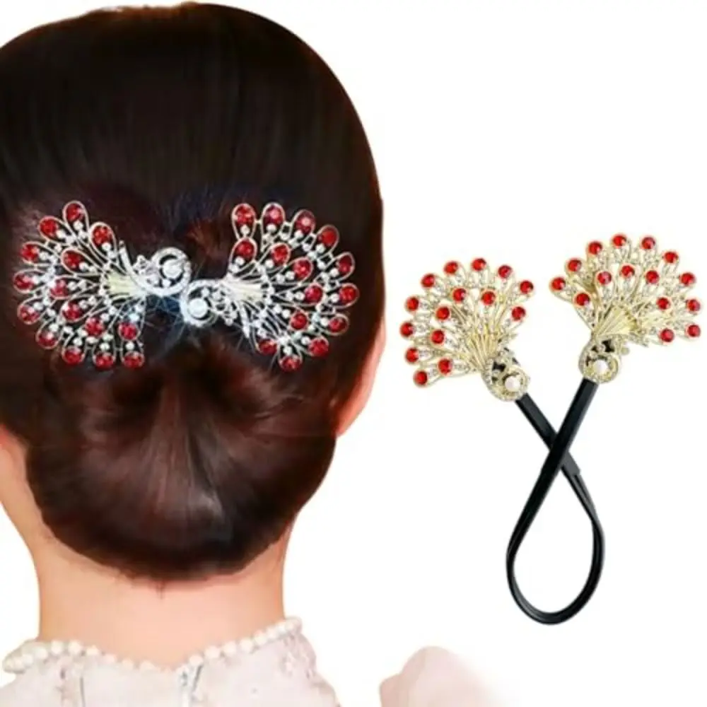 Elegant Peacock Shape Hair Bun Maker Twist Headwear Roll Hair Tool Hairstyle Twist Easy Fast Snap Hairpin Women