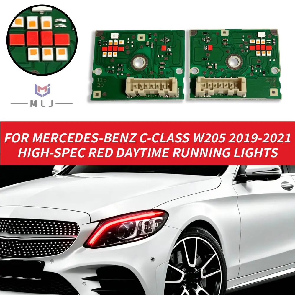 Red DRL Light Source Chip Boards Module Motorsport Upgrade Parts For Mercedes C CLASS W205 2019-2021 High Spec LED Headlight