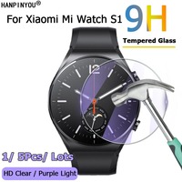 5Pcs For Xiaomi Mi Watch S1 / Active SmartWatch Ultra Clear / Anti Purple Light 2.5D Tempered Glass Film Screen Protector Guard
