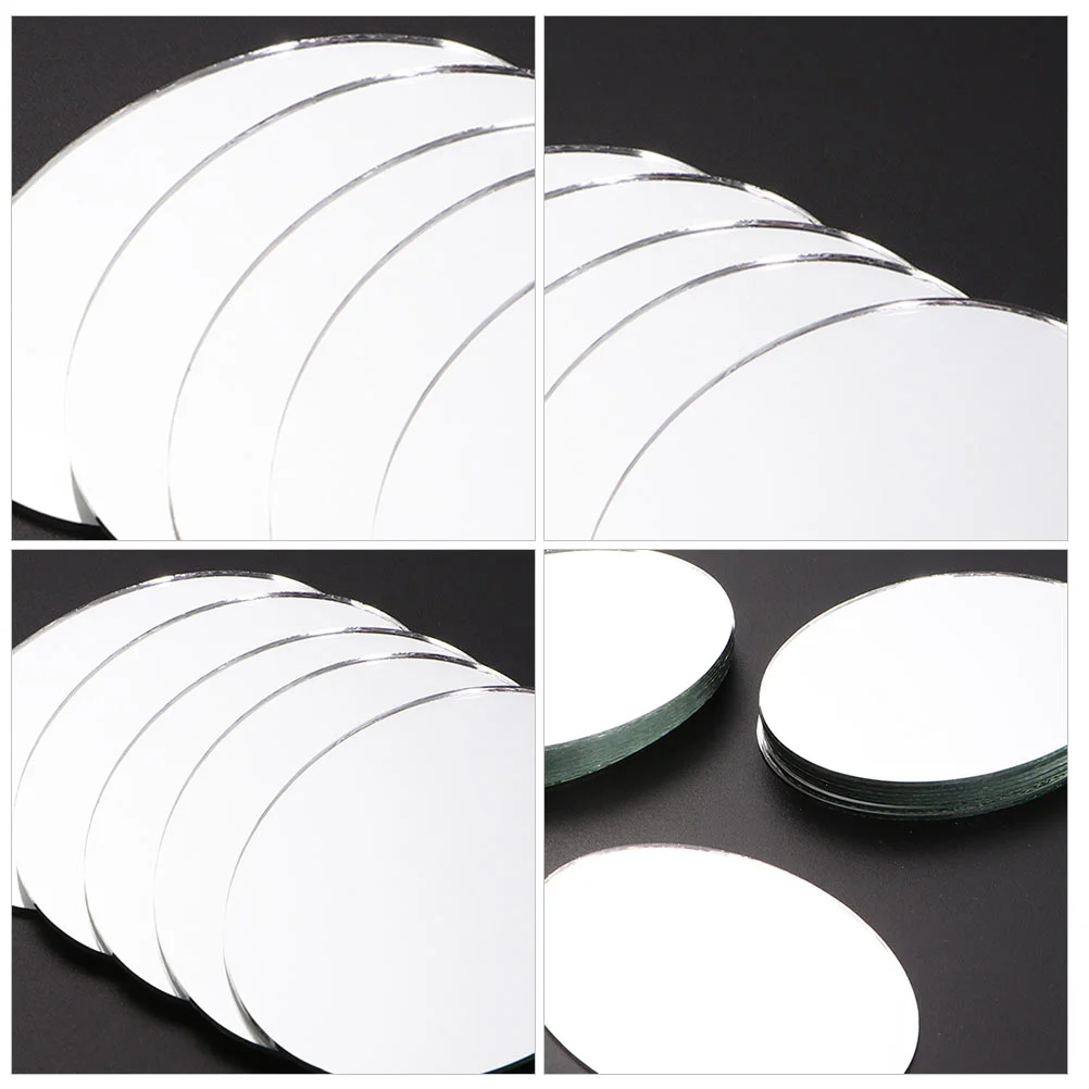 20 Pcs Heart Shaped Lenses DIY Mirror Accessories Tiles Vanity Makeup Glass Small