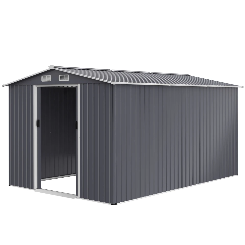 

Outdoor Storage Shed 8 x 12 FT Large Metal Tool Sheds, Heavy Duty Storage House with Sliding Doors with Air Vent