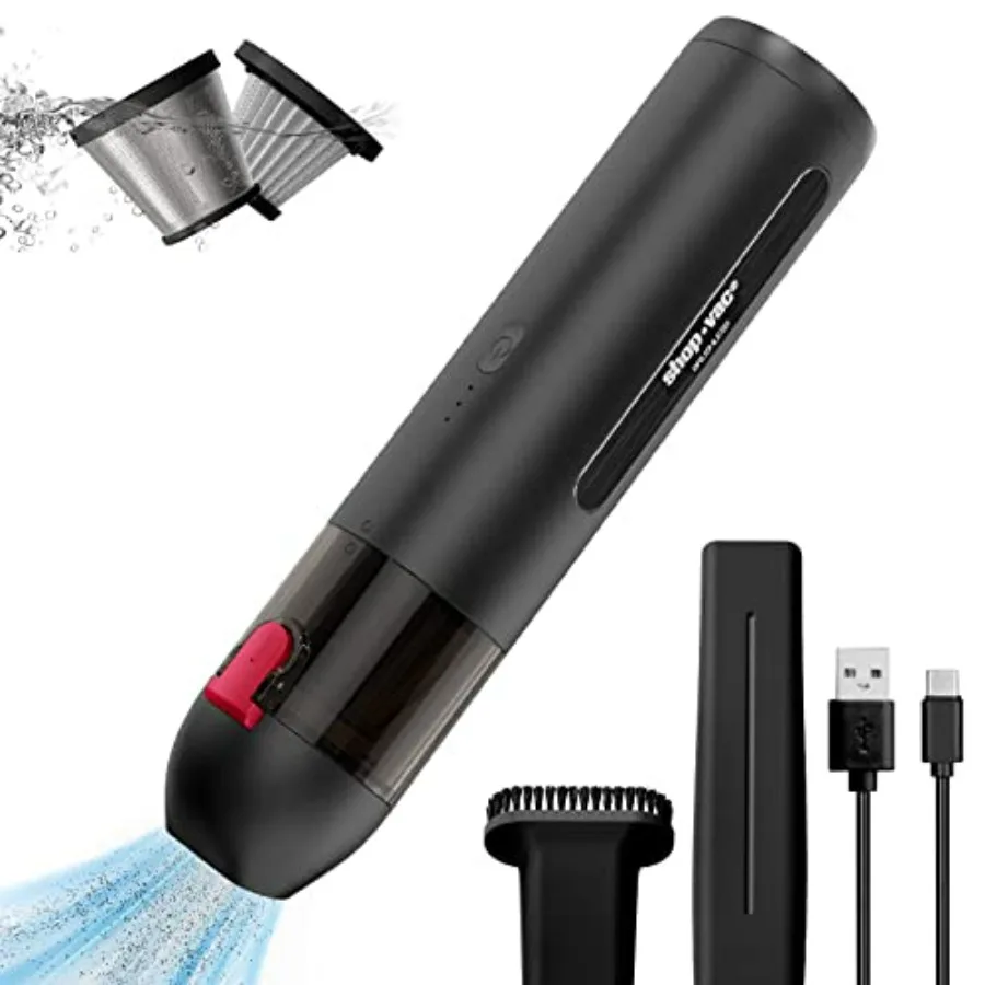 Handheld Vacuum Cordless for Home Office Car, ABS Plastic Black, 13000Pa Suction Power with LED Light and Rechargeable Battery