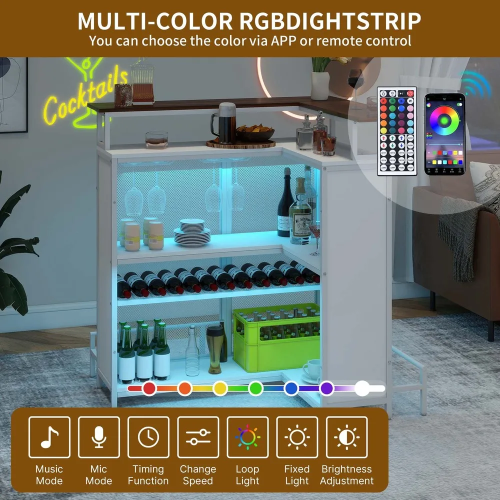 Mini portabicchieri per portabottiglie a forma di L con luce a LED con rilevamento musicale