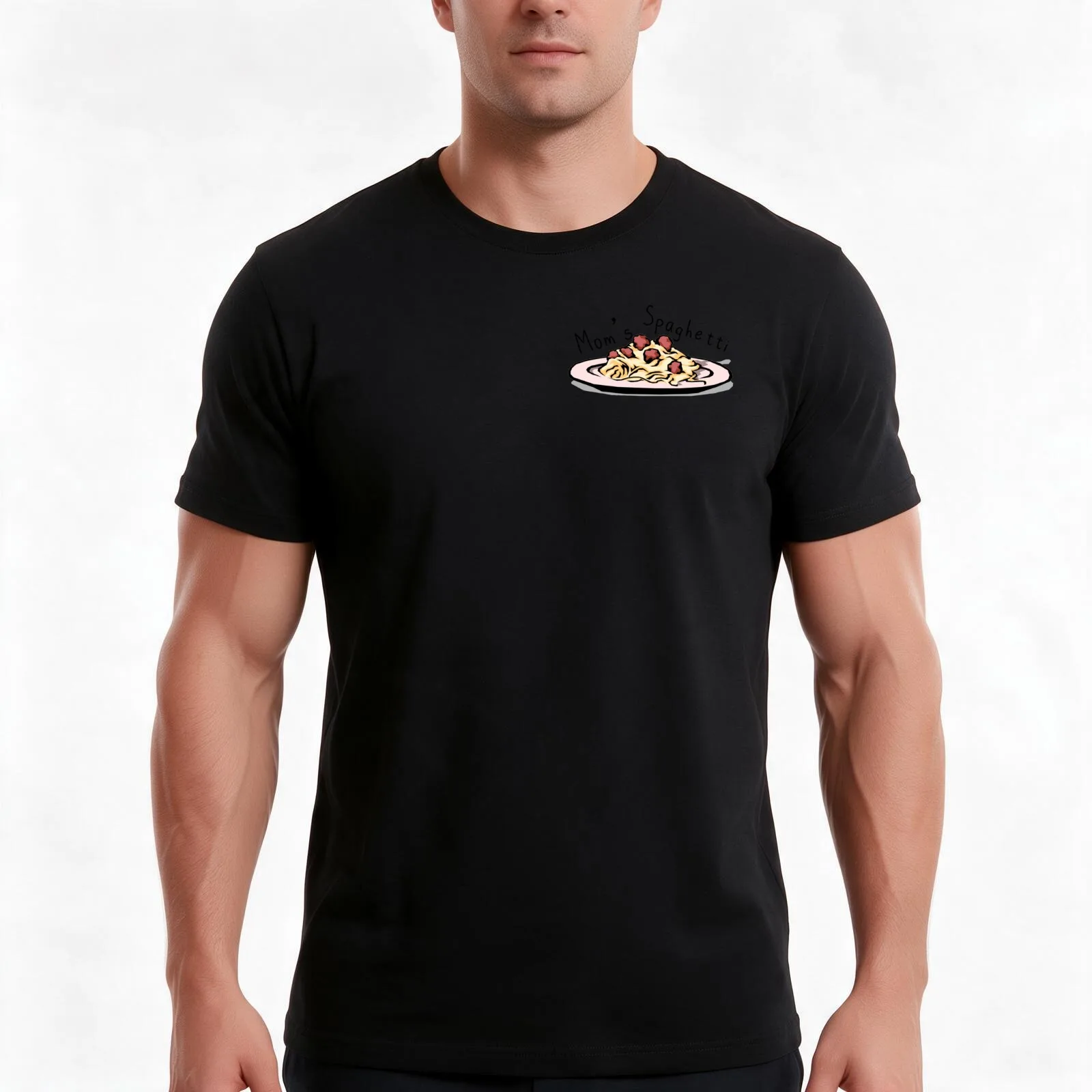 Mom's Spaghetti T-Shirt, Summer Casual Cotton Tee, Oversized Streetwear Tops, Vintage Graphic Print, Loose Fit Short Sleeve