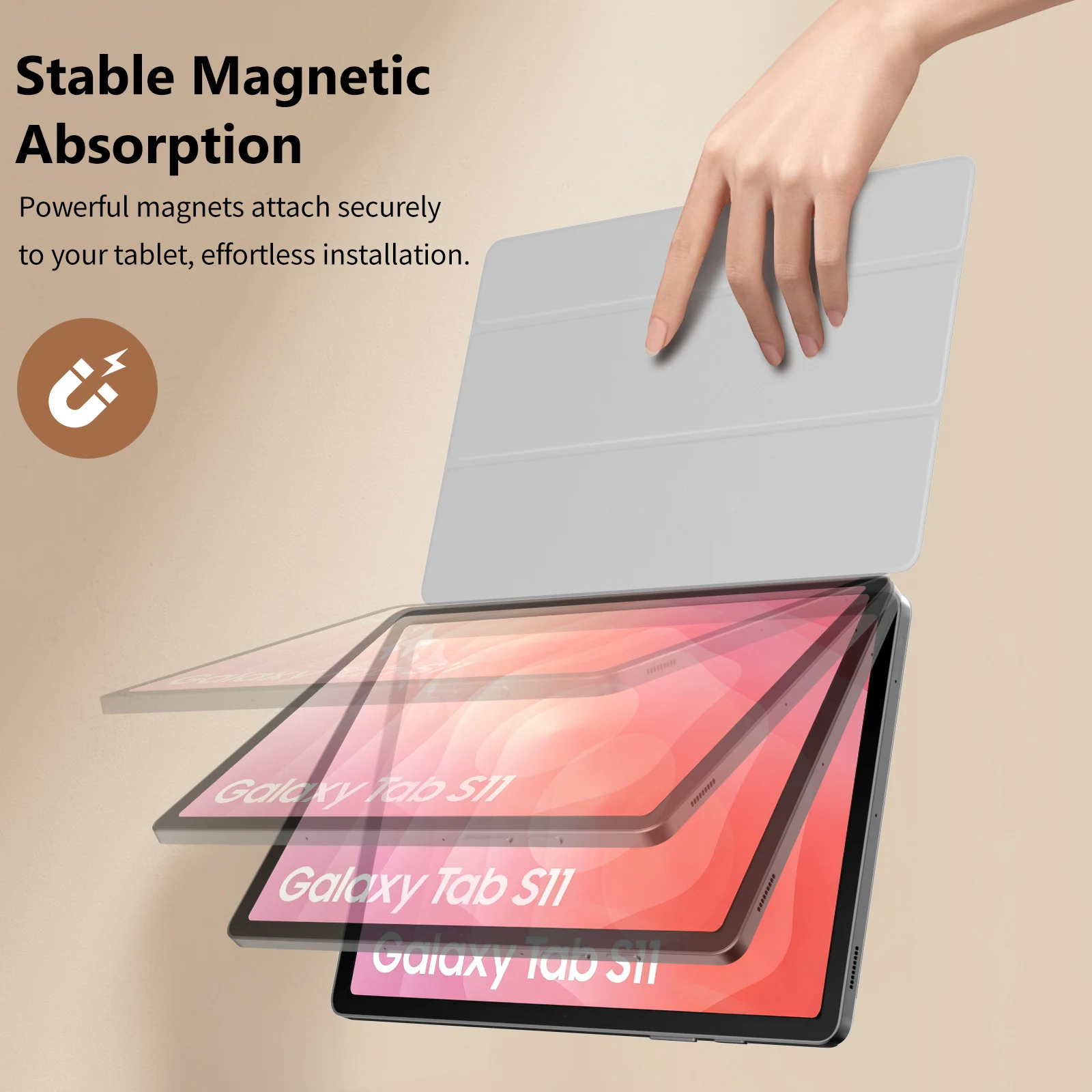 

Magnetic Case for Samsung Galaxy Tab S11 11 Inch 2025 SM-X730/X736B, Slim Smart Lightweight Stand Cover with Auto Wake/Sleep