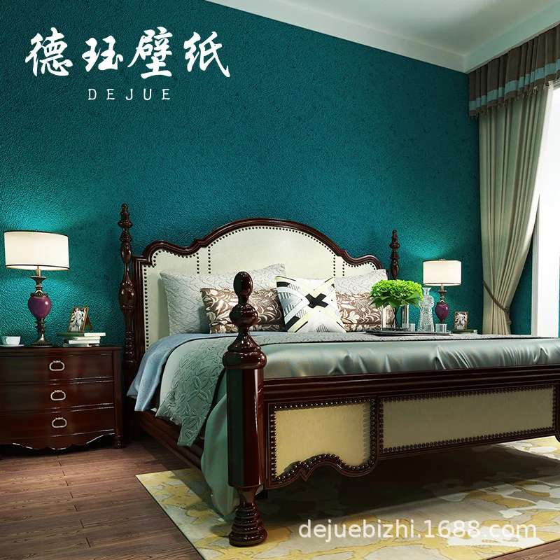 Peacock Blue Wallpaper Blue Living Room Solid Color Bedroom TV Background Wall Clothing Store Wall Decor Home Non Self Adhesive