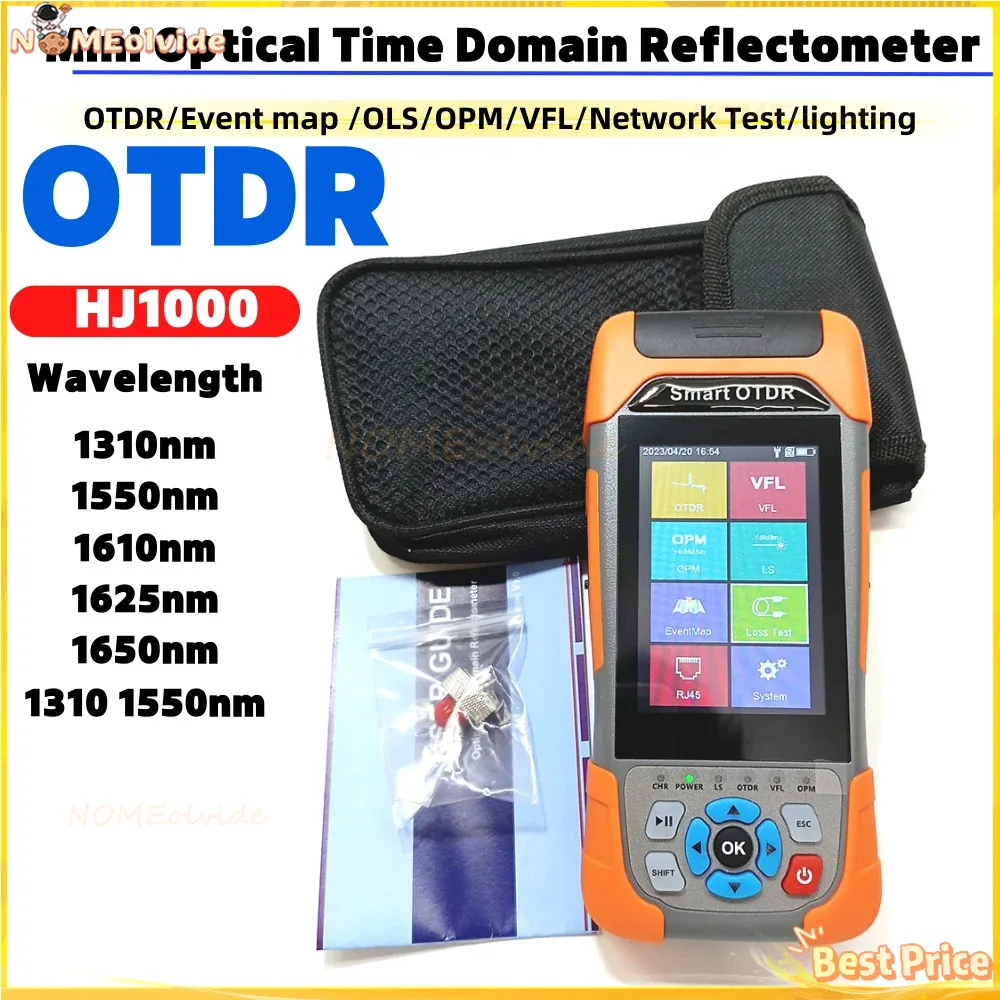 

MINI HJ1000 OTDR 1310/1550/1610/1625/1650nm 24/22dB OTDR Active Fiber Reflectometer Live Test VFL OLS OPM Event Map Ethernet