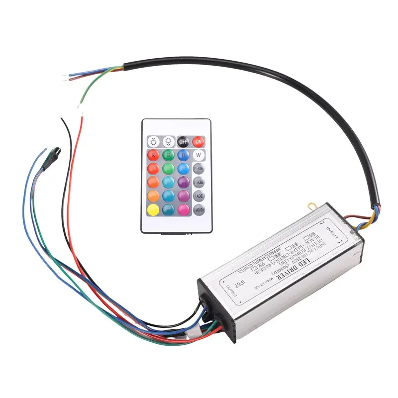 ABJI-AC85-265V 100W For RGB LED Driver Waterproof IR Remote Control DC27-38V Power Supply For RGB LED Beads