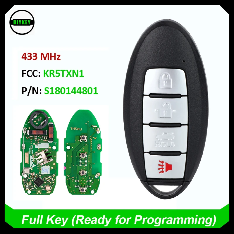 DIYKEY S180144801 KR5TXN1 Keyless Smart Remote Key Fob 433.92MHz PCF7953M 4A Chip for Nissan Altima Sentra Versa 2019 - 2022