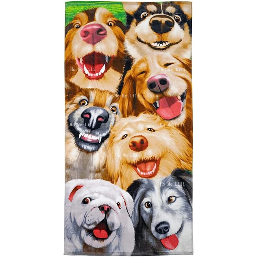 Direct Funny Selfie Dogs Soft Highly Absorbent Quick-Drying Towel Multipurpose For Bathroom Hotel Gym And Spa