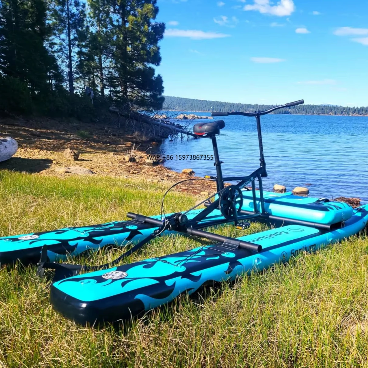 

Spatium Factory 1 Person Floating Water Bike Aqua Pedal Board Propeller Inflatable Sea Bike Water Bike Pedal Boats for Adults