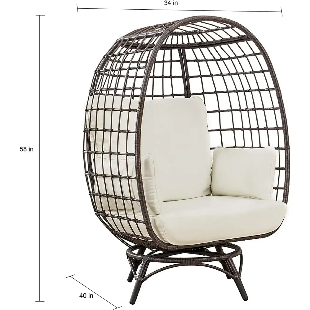 Garden Furniture Oversized Indoor Outdoor Egg Chair With 4 Cushions Chairs for Living Room Wicker Swivel Lounge Free Shipping