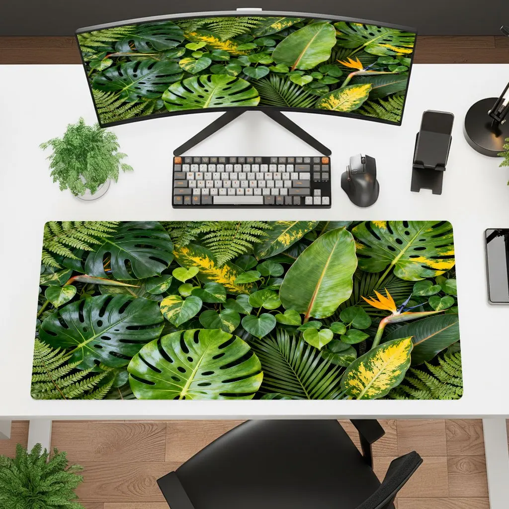 Iron Art Leaf Pattern Mouse Pad Non Slip Rubber Base Washable HD Print Multisize Gaming Laptop Office Desk Mat
